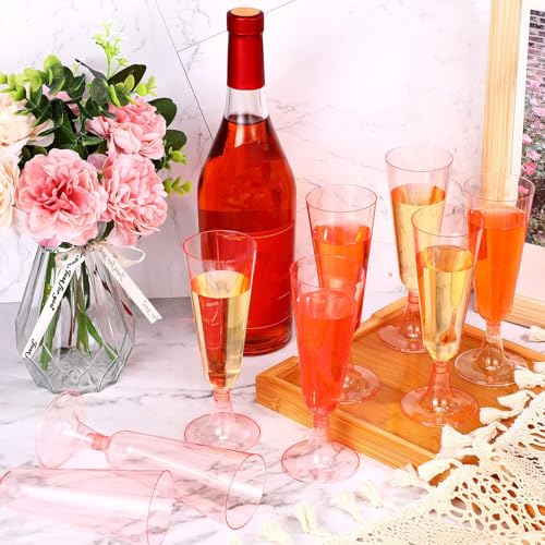 MIIDNTLX Champagne Flutes Plastic,25 Pack Wine Glasses,Disposable Champagne Glasses,5 Oz Clear Shot Cups,New Year Christma...