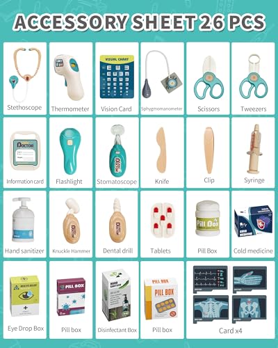 Jovow Doctor Kit for Kids, Pretend Medical Station Set for Boys & Girls,Pretend Medical Kit Toy, Mobile Cart with Sound an...