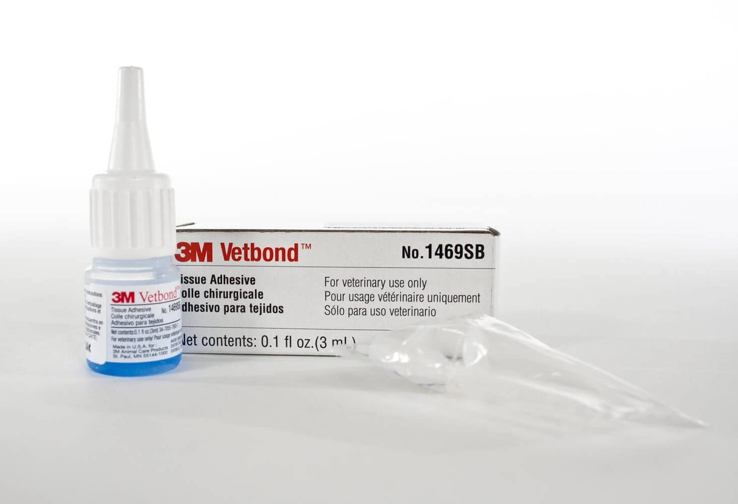 3M Vetbond Tissue Adhesive 0.1 oz (3 mL) – Fast-Acting Veterinary Wound Glue for Pets, Surgical-Grade Skin Adhesive Sealant with Blue Tint for Precise Application, Includes Reusable Applicator Tips