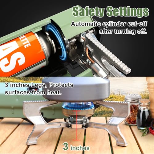 Hisencn Portable Camping Stove with Storage Bag | 8871 BTU/2600W High-Power Outdoor Gas Stove for Hiking, Picnic, RV Trips...