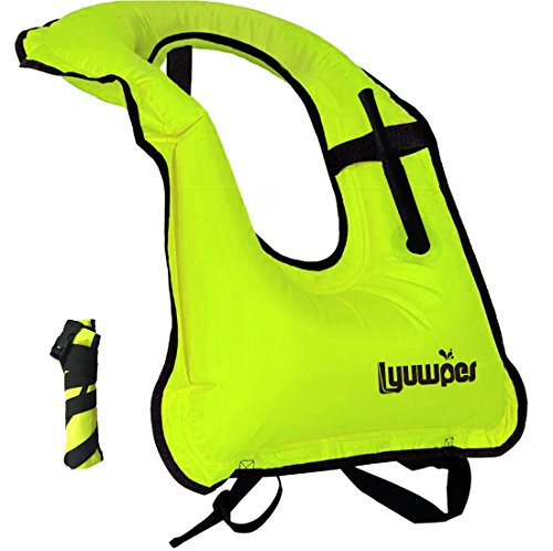Lyuwpes Inflatable Snorkel Vest Adult Snorkeling Jackets Free Diving Swimming Safety Load Up to 220 Ibs