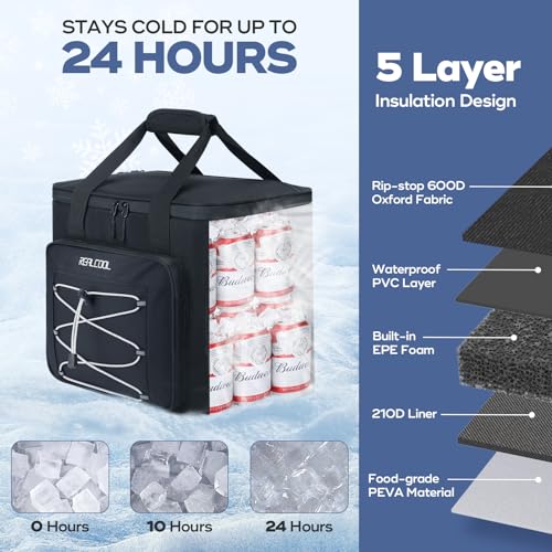 RealCool Soft Cooler Bag 35/45Can, Collapsible Cooler Insulated Leak Proof, Large Lunch Box for Men Women, Soft-Sided Cool...