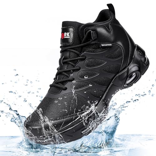 LARNMERN Men Non Slip Boots Restaurant Service Breathable Mesh Waterproof Outdoor Shoes Slip Resistant Work Ankle Boot Che...