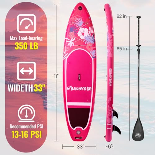 WNOVA Inflatable Paddle Boards for Adults and Youth, 11'x33 Wood Grain Stand Up Paddle Board with SUP Accessories, Portabl...