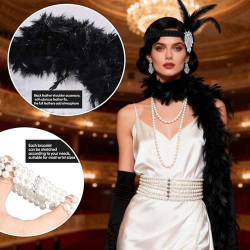 RIOSO 1920s Accessories for Women Roaring 20s Headpiece Costumes Accessories Womens Flapper 20s Gatsby Costume Outfit