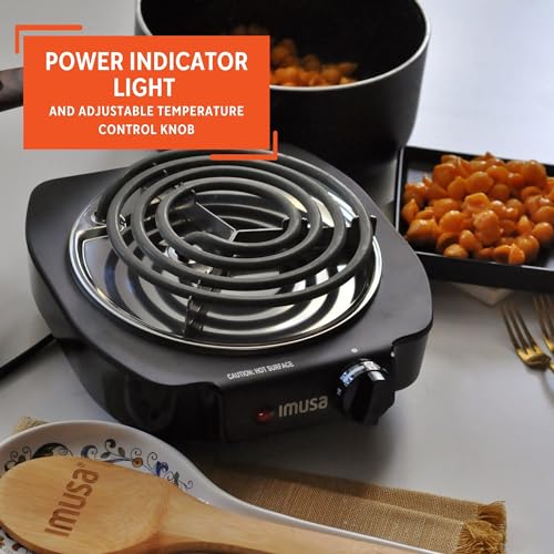 IMUSA USA GAU-80305 Electric Single Burner 1100-Watts, Black