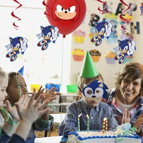Sonic the Hedgehog Hanging Swirl Decorations (Pack of 3) - Eye-Catching Red & Blue Design, Perfect for Indoor & Outdoor Use