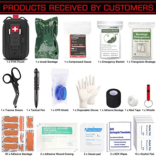Ifak Med Trauma Kit, Black Molle Tactical Emergency First Aid Kit,Military Survival Molle EMT Medical Kit Refill Supplies ...