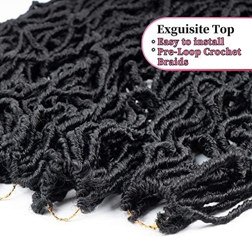 6 Packs Soft Locs Crochet Hair Pre Looped 18 Inch Faux Locs Crochet Braids Goddess Curly Wavy Locs Crochet Loc Hair for Black Wo