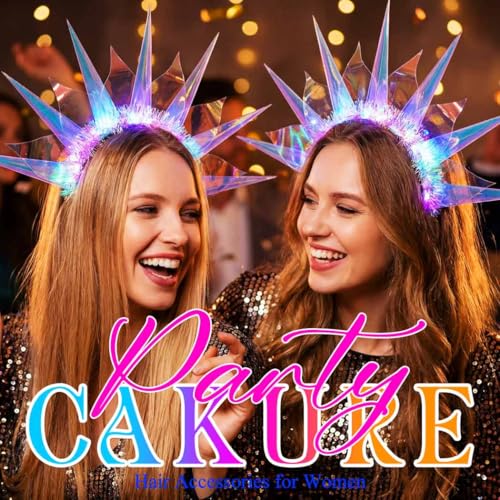 CAKURE Light Up Headband Led Crown Headbands Rave Headpiece Hair Accessories for Women