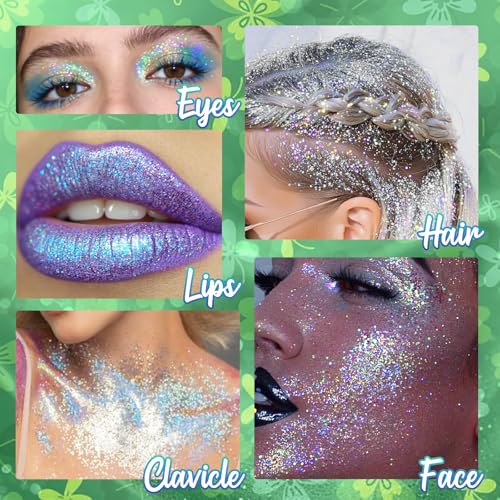 CAHOTO Green Rolling Glitter for Face Body & Hair, Roll-on Sequins for St. Patrick's Day, Sparkling Accessories for Christ...