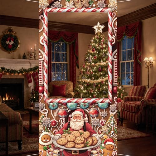 WNSMYJDP Large Christmas Photo Booth Props Fun Frame Banner for Merry Christmas Party Decorations DIY Picture Props for Ho...