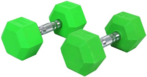 Fitvids Colored Rubber Encased Hex Dumbbell, 25LB Pair