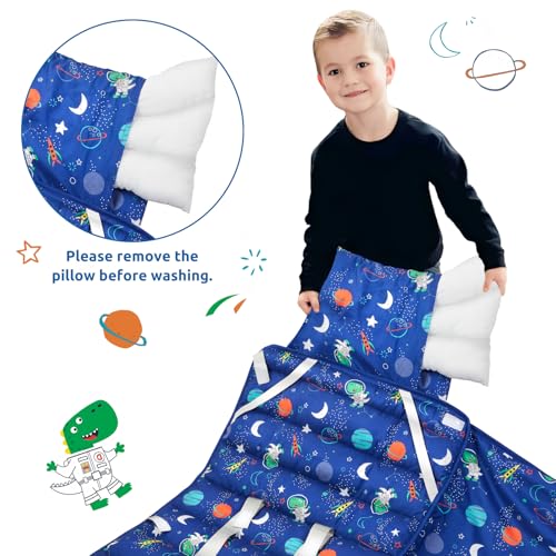 Toddler Nap Mat with Pillow and Blanket, Soft Sleeping Bag for Kids Boys and Girls, Slumber Bags Kids for Preschool, Dayca...