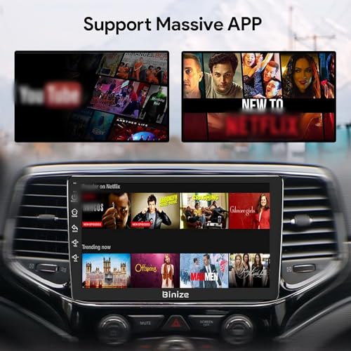BINIZE Android Double Din 10.1 Inch Touch Screen Bluetooth Car Radio,Radio with Wireless Carplay＆Android Auto,GPS Navigati...