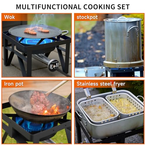 SKOK 200,000 BTUs High Pressure Single Burner Propane Camping Stove - Portable Outdoor Stove for Outdoor Cooking, Backyar...