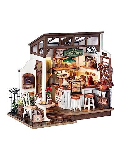 Rowood Coffee Miniature House Kit, DIY Miniature Dollhouse Kits Gifts for Adults to Build, Mayberry Street Miniatures, Woo...