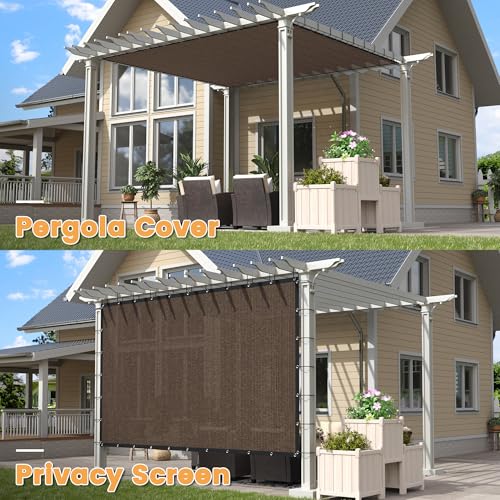VICLLAX Shade Fabric Sun Shade Cloth Privacy Screen with Grommets for Patio Garden Pergola Cover Canopy 20x20 FT, Mocha