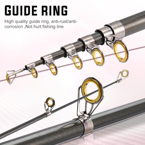 Sougayilang Portable Telescopic Fishing Rod with Carbon Fiber Material and Precision Carved Reel Seat - Suitable for Saltw...