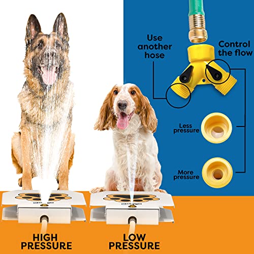 Scuddles Outdoor Dog Water Fountain – Step-On Dog Sprinkler Toy with Stainless Steel Hose, Brass Valve & Non-Slip Base – A...