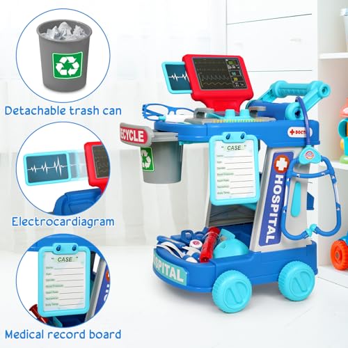 Doctor Kit for Toddlers 3-5 With 21pcs Medical Kit Toy Doctor Cart Stethoscope and Other Accessories Boy and Girl Fun Role...