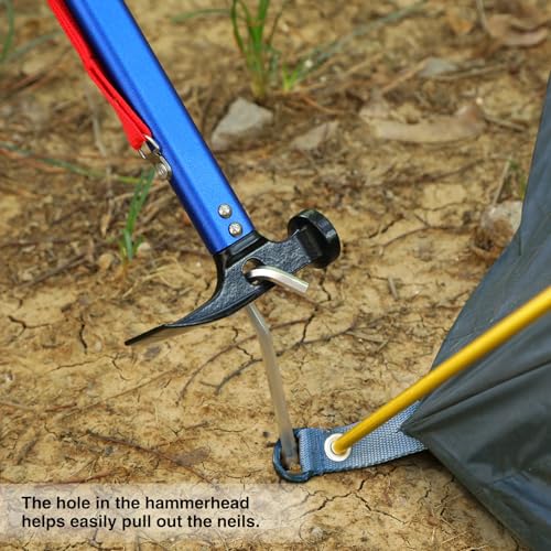 REDCAMP 3-in-1 Aluminum Tent Stake Hammer and Puller Tool, Multi-Functional Heavy Duty Metal Camping Hammer Mallet Ultrali...