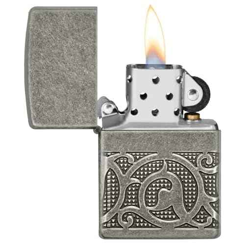 Zippo Pattern Armor Antique Silver Pocket Lighter