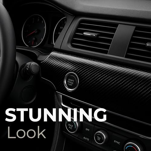 RockRose 7D Super Glossy Black Carbon Fiber Vinyl Wrap - Anti-Wrinkle, Air Release Automotive Wrap - DIY Decals Self Adhes...