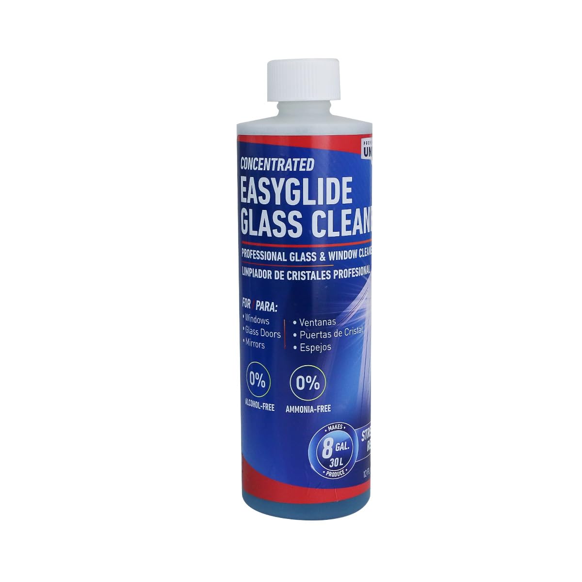 Unger Professional Streak-Free EasyGlide Glass Cleaner Concentrate, 12 oz, Ammonia-Free, Makes 8 Gallons of Solution, Safe for Tinted Windows, LOW-E, Windshields, and Mirrors
