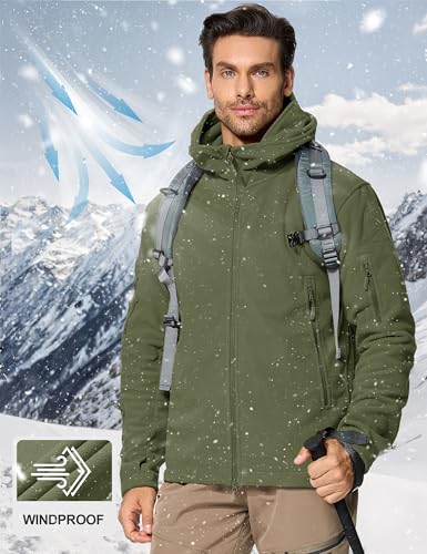 CRYSULLY Men's Military Tactical Sport Warm Fleece Hooded Outdoor Adventure Jacket Coats