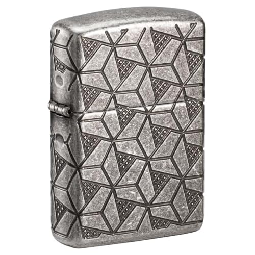 Zippo Lighter: Armor MultiCut Geometric Deep Carve - Antique Silver 49883