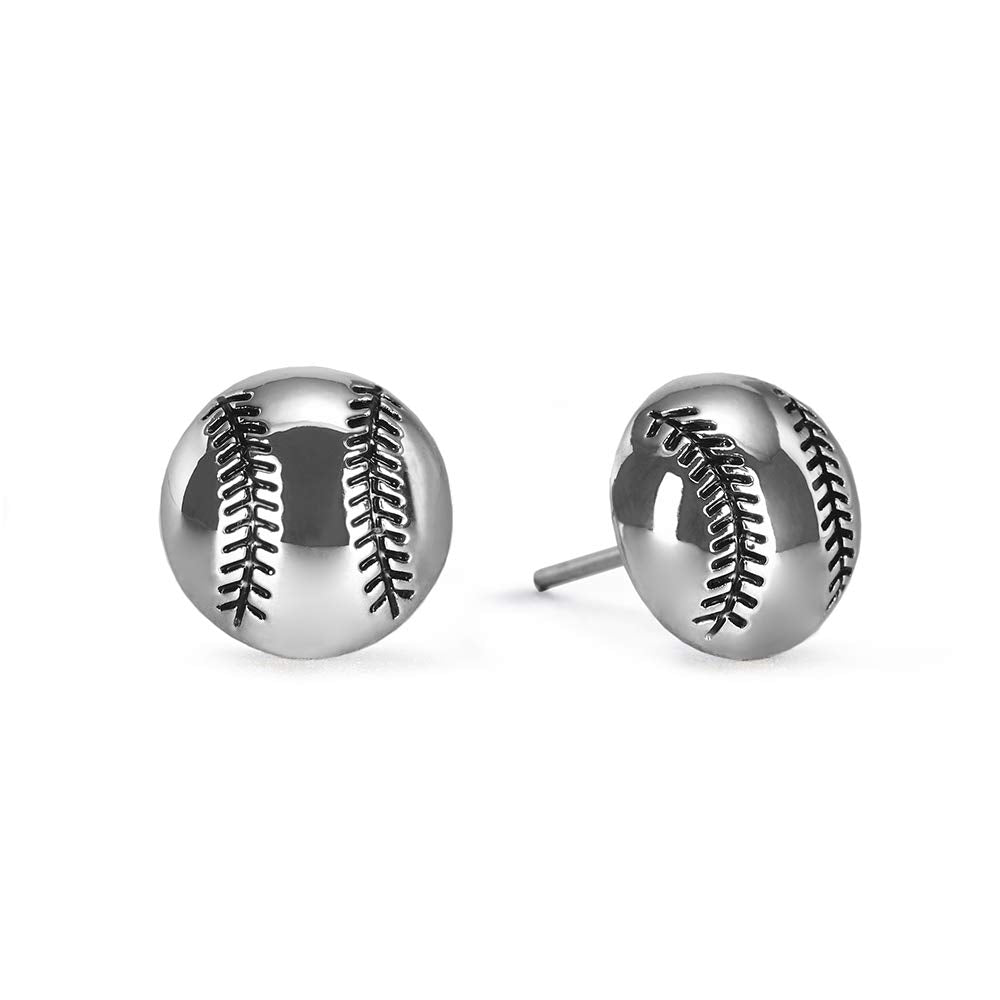 GIMMEDAT Baseball Silver Stud Earrings Jewelry Mom Woman Fan Gift