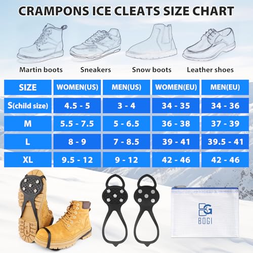 Ice Cleats Crampons for Shoes and Boots - Rotatable Mid-Sole Traction Spikes for Snow, Non-Slip Tungsten Grippers for Men ...