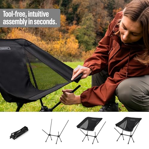Temple Street Equipment TSE LC100 Compact Camping Chair, 2lbs Super Lightweight Outdoor Folding Chair. Portable for Hikin...