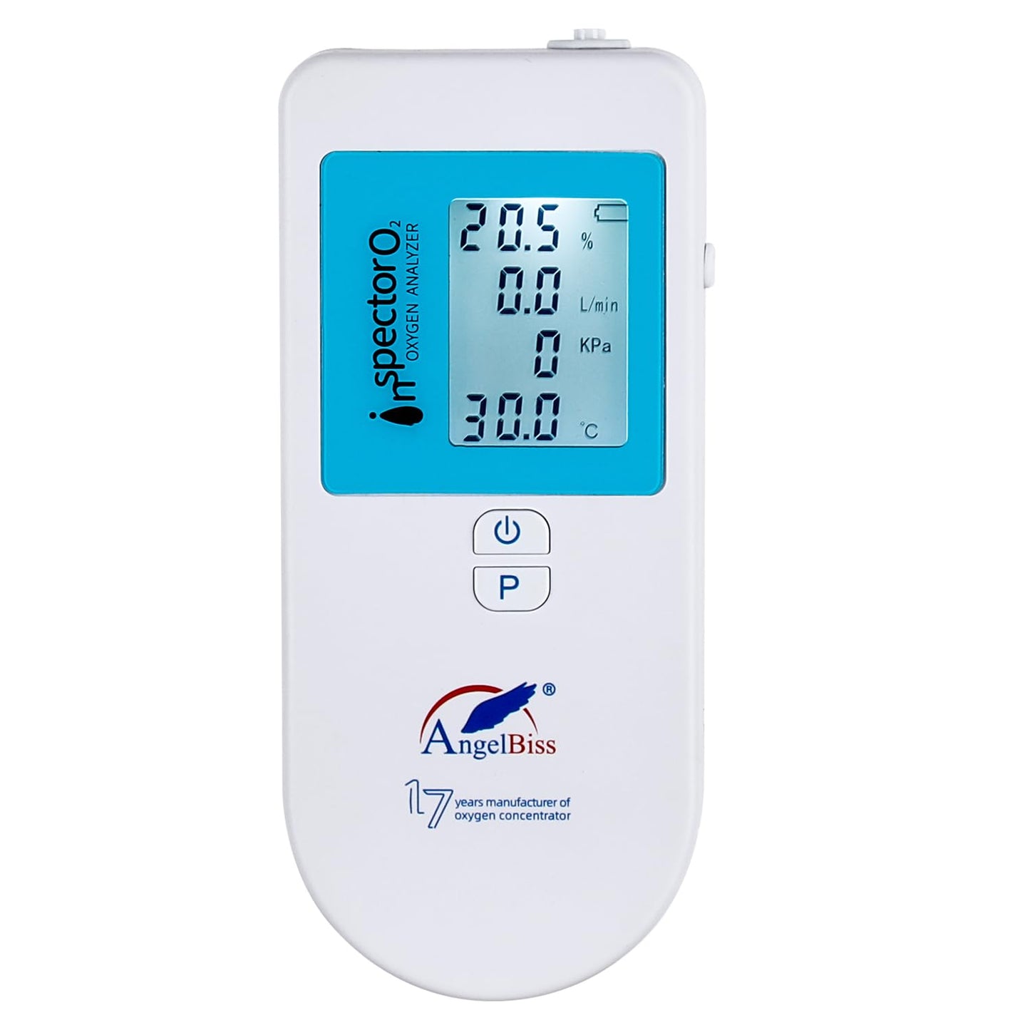 Oxygen Analyzer 4-in-1 Handheld Gas Purity & Flow Tester with LCD Display, Measures O₂ Concentration, Flow Rate (LPM), Pressure (PSI/kPa) & Temperature – Rechargeable Battery Powered