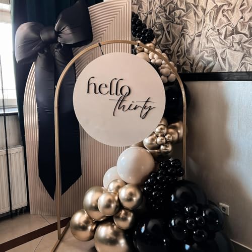 White Sand Black Balloons Set,12Inch Black Cream White Balloons for Wedding Bridal Shower Bachelorette Anniversary Birthda...