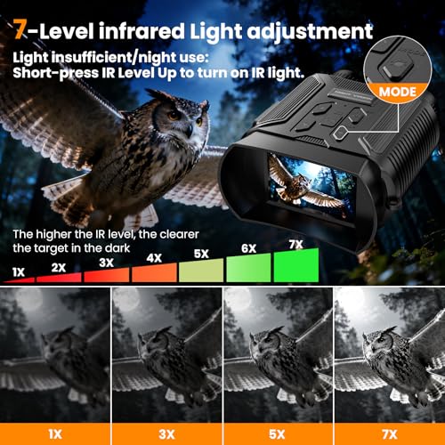 NKBZEB Night Vision Goggles - 5W Upgraded 4K HD IR Binoculars - 8X Digital Zoom, Rechargeable Binoculars with Camera Built...