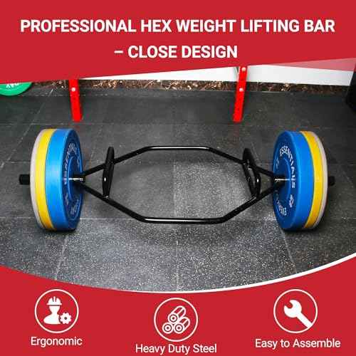 Fitvids Olympic 2-Inch Hex Weight Lifting Trap Bar with Long and Rotating Sleeves, 500-Pound Capacity, Open ?or Close Design, Alloy Steel, ?B?lack