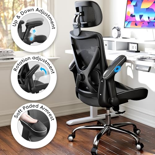 Ergalithic Ergonomic Office Chair-Computer X-Shaped Chair Mesh PU Leather with Adjustable Lumbar Support-Executive Desk Ch...