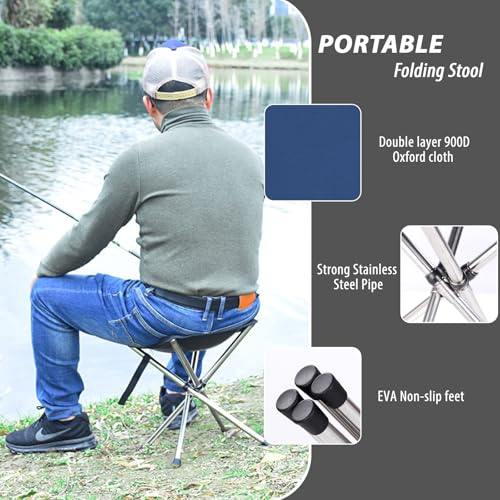 KOKSRY Portable Stool, 13.8 Inch High & 1.32 lbs Small Folding Chair, Telescopic Compact Foldable Stool with Carry Bag for...