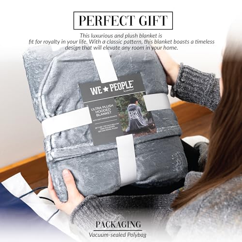 Pavilion Gift Company - Camp Mode - One-Size-Fits-Most 50" x 60" Oversized Hooded Wearable Plush Soft Warm Cozy Blanket Cl...