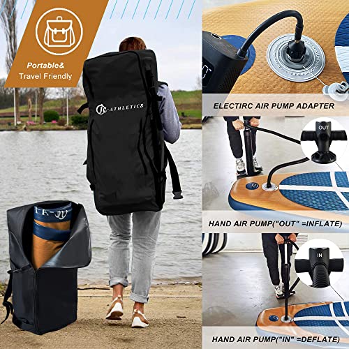 JC-ATHLETICS Inflatable Stand Up Paddle Board (6 Inches Thick), ISUP Package W/Premium SUP Accessories & Backpack, Non-Sli...