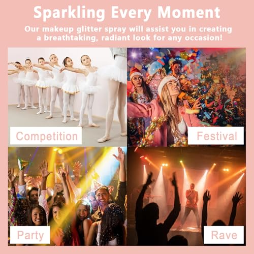 Boko Body Glitter Spray, Holographic Silver Glitter Spray for Body Face Hair Nail Clothes, Hair Glitter Body Shimmer Powde...