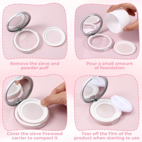 2 PCS Loose Powder Containers with Puff, 0.18oz Travel Powder Container Reusable Empty Makeup Containers Compact Mini Powd...