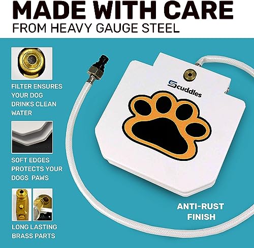 Scuddles Outdoor Dog Water Fountain – Step-On Dog Sprinkler Toy with Stainless Steel Hose, Brass Valve & Non-Slip Base – A...