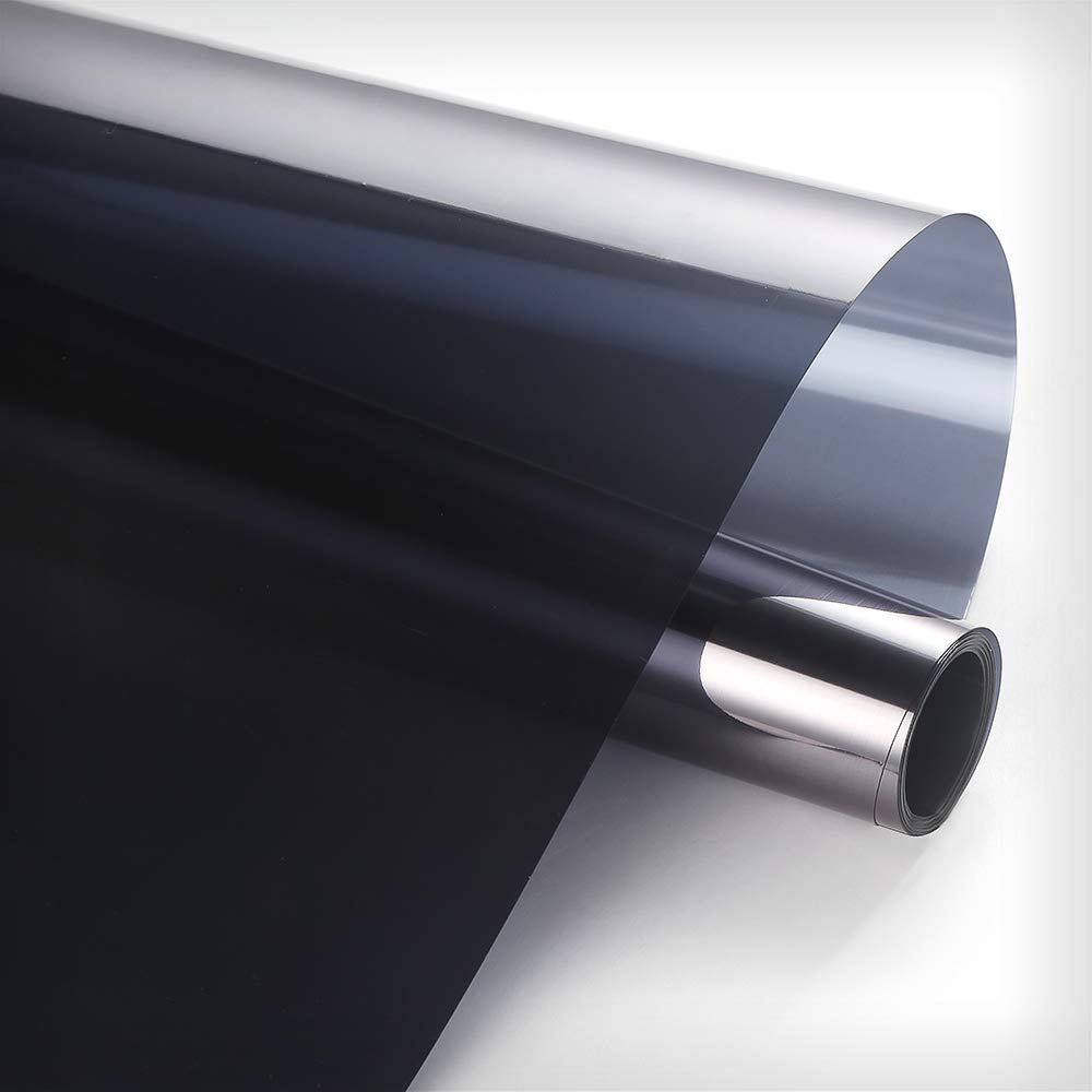 BDF 1SBK Window Film Static Cling Heat Rejection and Daytime Privacy Silver & Black - 35.4in X 14ft