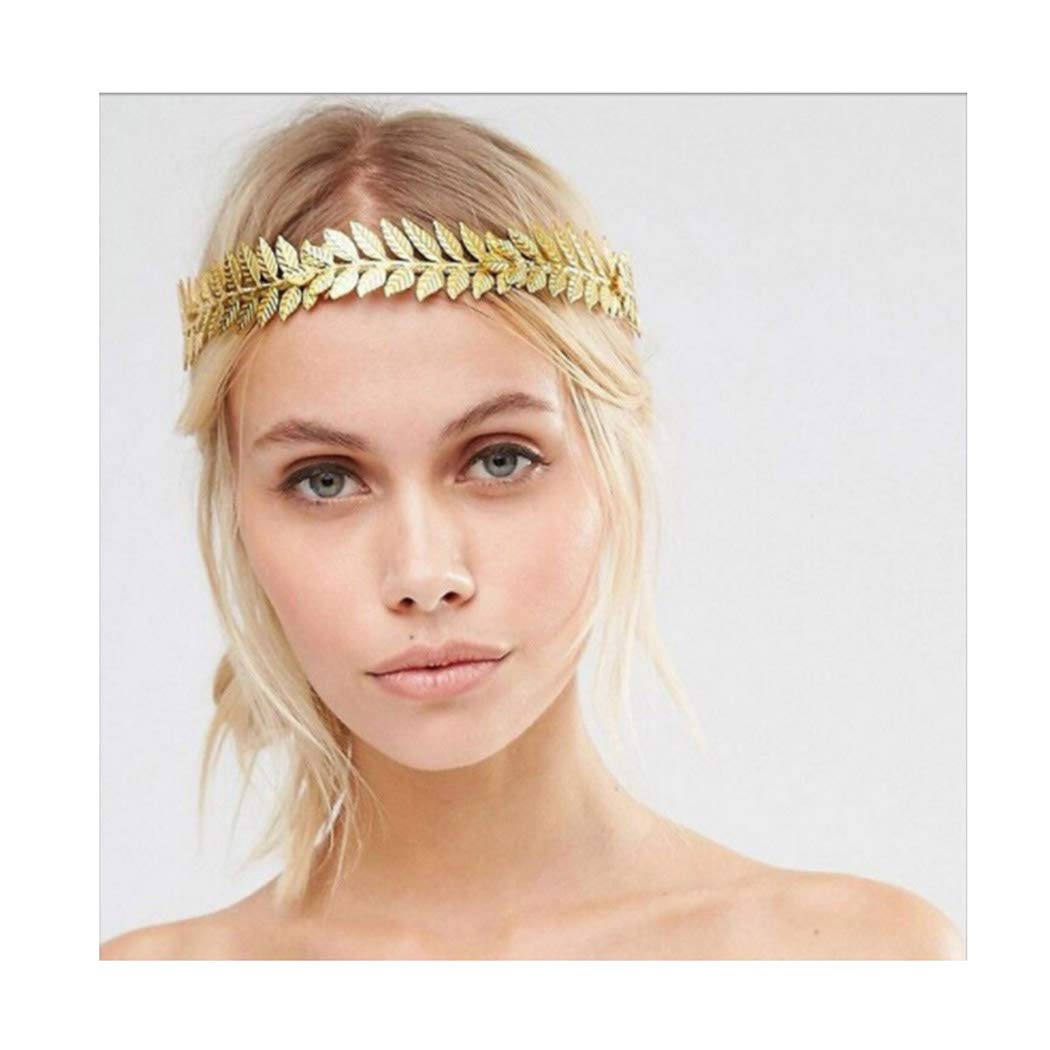 JAKAWIN Bride Wedding Headband Gold Leaf Headpiece Bridal Hair Crown for Women HB009