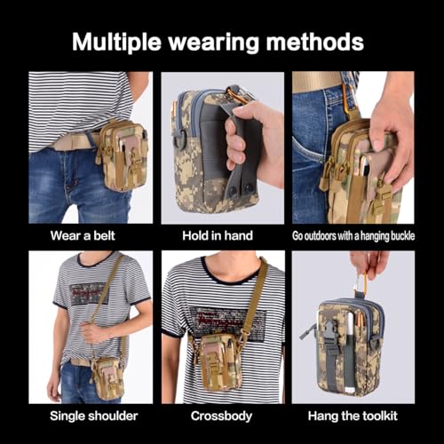 Tactical Molle Pouch - Outdoor Sports Waist Bag, Hiking Multi-Purpose Phone Pouch, Durable & Water-Resistant for Camping, ...