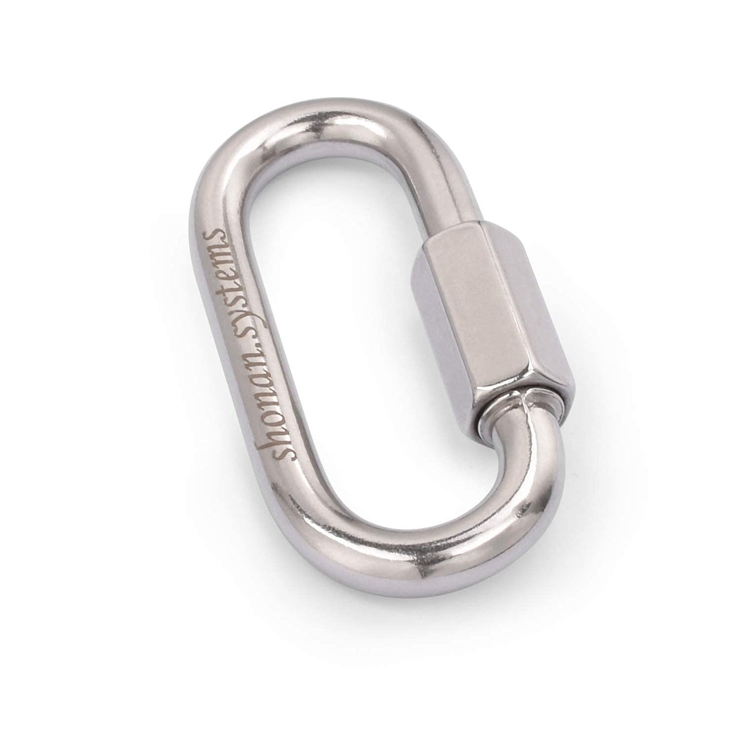 SHONAN 2.3 Inch Stainless Steel Chain Quick Links- 5 Pack 1/4" Locking Carabiners, Chain Hooks, Twist Key Ring Screw Chain Link, 650 Lbs Capacity