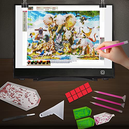 WELZK Diamond Painting Light Board A3, with Large Metal Stand, L:18.5 × W:13.6 inchs Large Diamond Painting Light Pad, Dim...